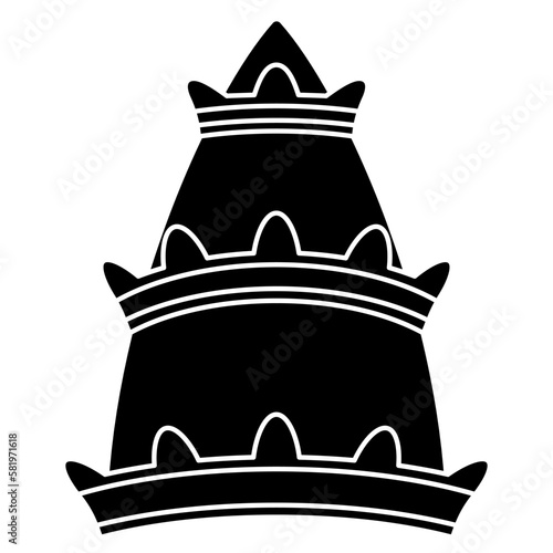 Papal tiara. Religious Catholic symbol. Black and white negative silhouette.