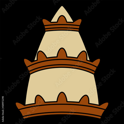 Papal tiara. Religious Catholic symbol. On black background.