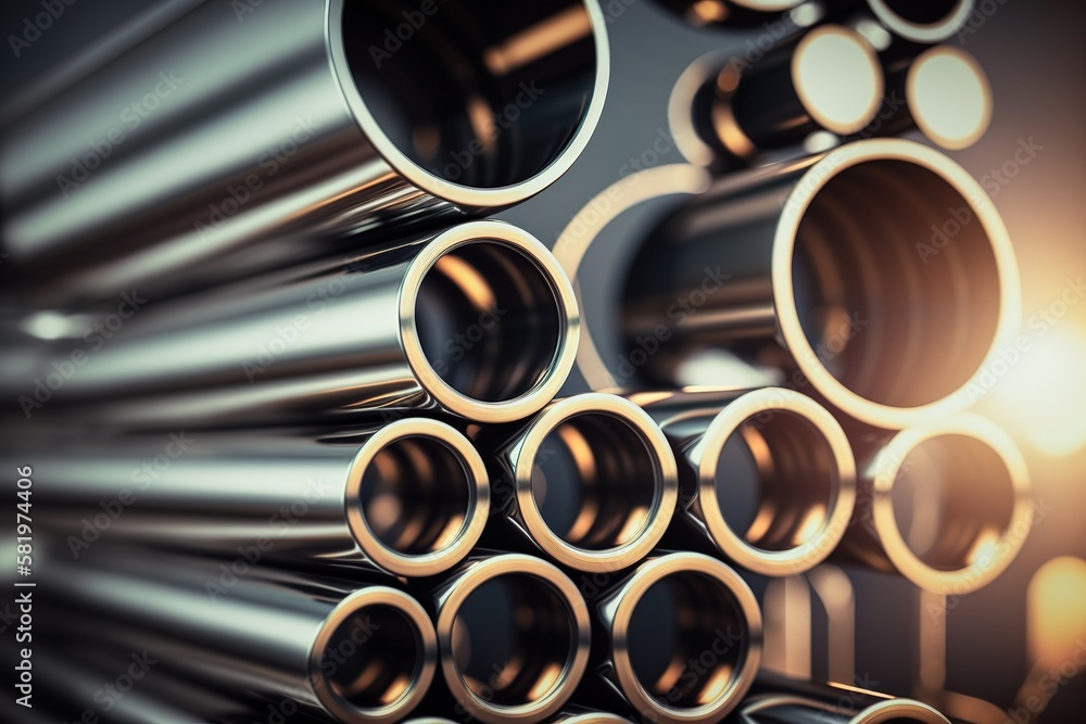 conceptual image of steel and copper pipes, generative AI conceptual image of steel and copper pipes, generative AI
