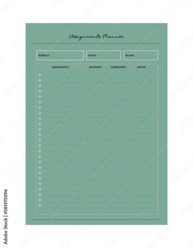 Assignment Plan Planner. Study planner. vector. note. Assignment Plan Planner. Study planner. vector. note.