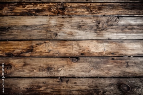 Wood backdrop texture of aged, scuffed, and smooth wooden planks. Generative AI