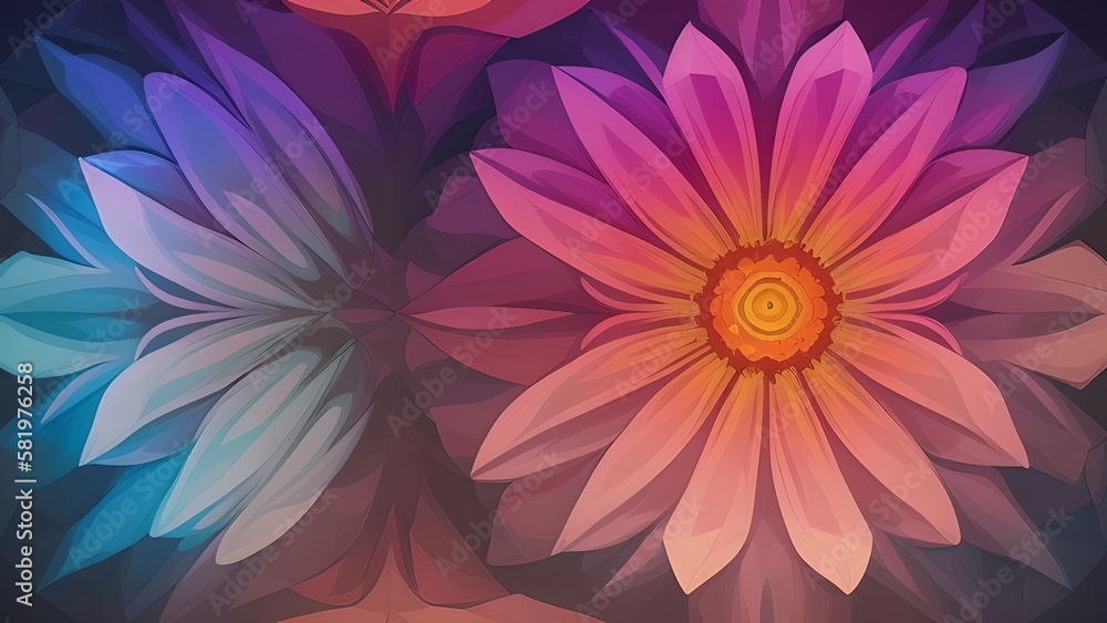 Obraz premium Digital drawing of colorful flowers, generative AI