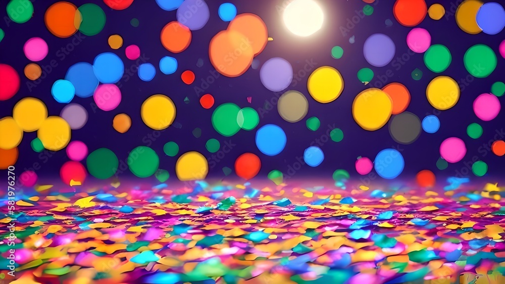 Colorful confetti fly randomly, generative AI