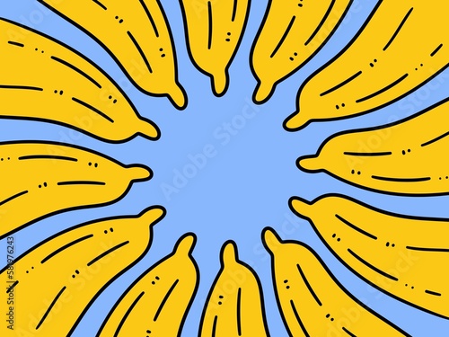 banana cartoon on blue background