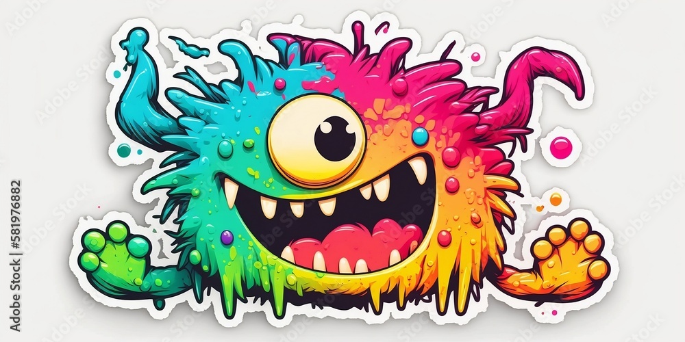 Happy monster sticker 