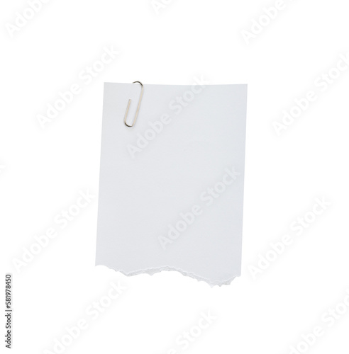 blank white note paper with clip