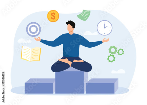 Self management concept illustration. Employee performance and organization. Vector illustration.