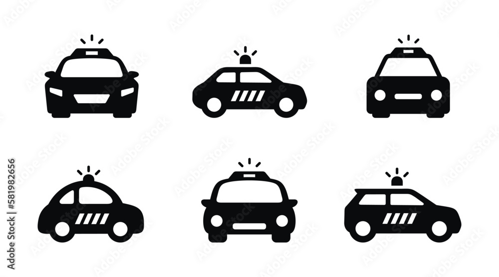 Fototapeta premium Police car set icon isolated on white background