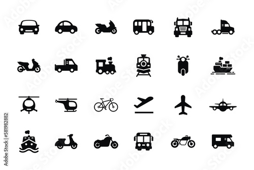 Transportation icon set isolated on white background