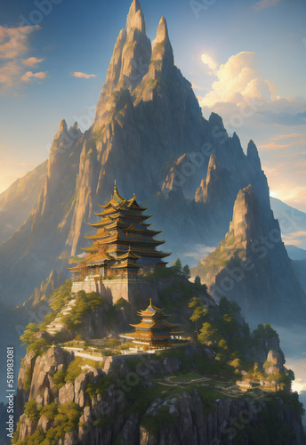 Perched atop the mountain, the temple stands out as the centerpiece of the breathtaking and magnificent landscape © Bao