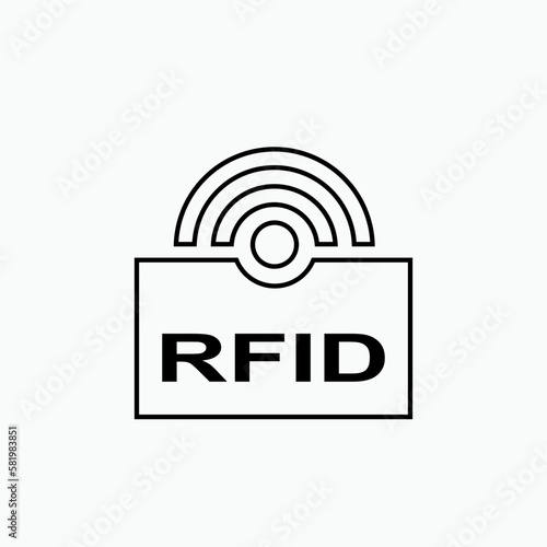 RFID or Radio Frequency Identification Vector Icon for Apps and Websites.    