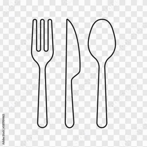 Silverware silhouettes  Cutlery icon. Spoon  forks  knife. restaurant business concept  vector illustration  line art
