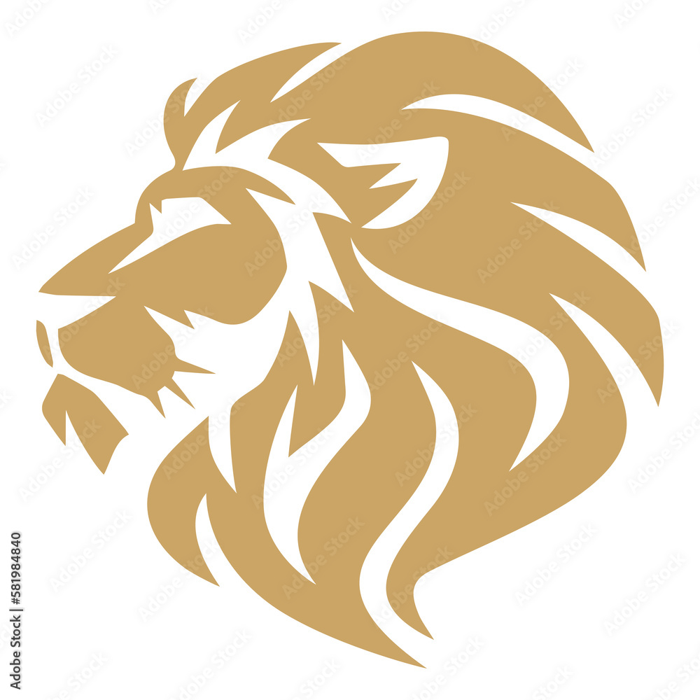 Obraz premium Lion Head Gold Golden Logo Design Template