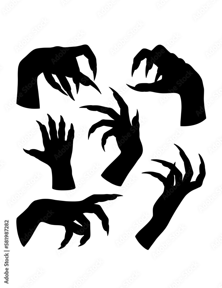 Horror monster hand sign and symbol black silhouette Horror monster hand sign and symbol black silhouette