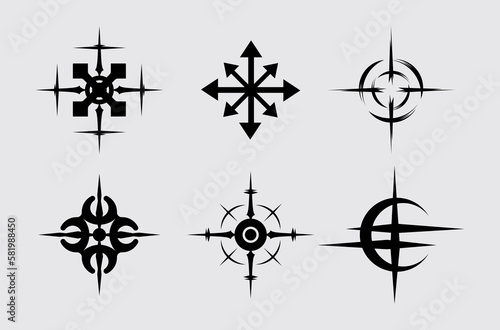 Different compass wanderlust streetwear element tattoo target clip art symbol icon sticker element vector 