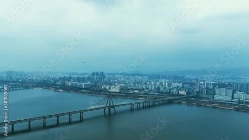 Wallpaper Mural Drone View of Seoul city in South Korea Torontodigital.ca