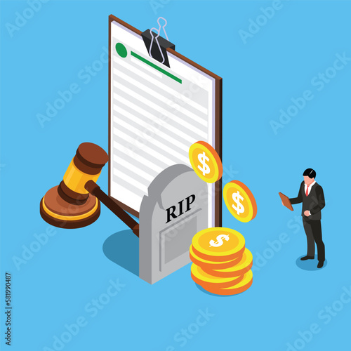 legal will and inheritance 3d isometric vector illustration concept for banner, website, landing page, ads, flyer template