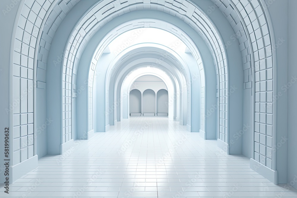 background in architecture geometric arches interior. Generative AI