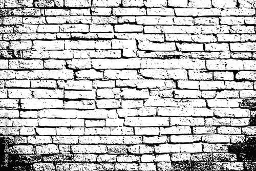 Vector drawing of a brick wall, black and white
