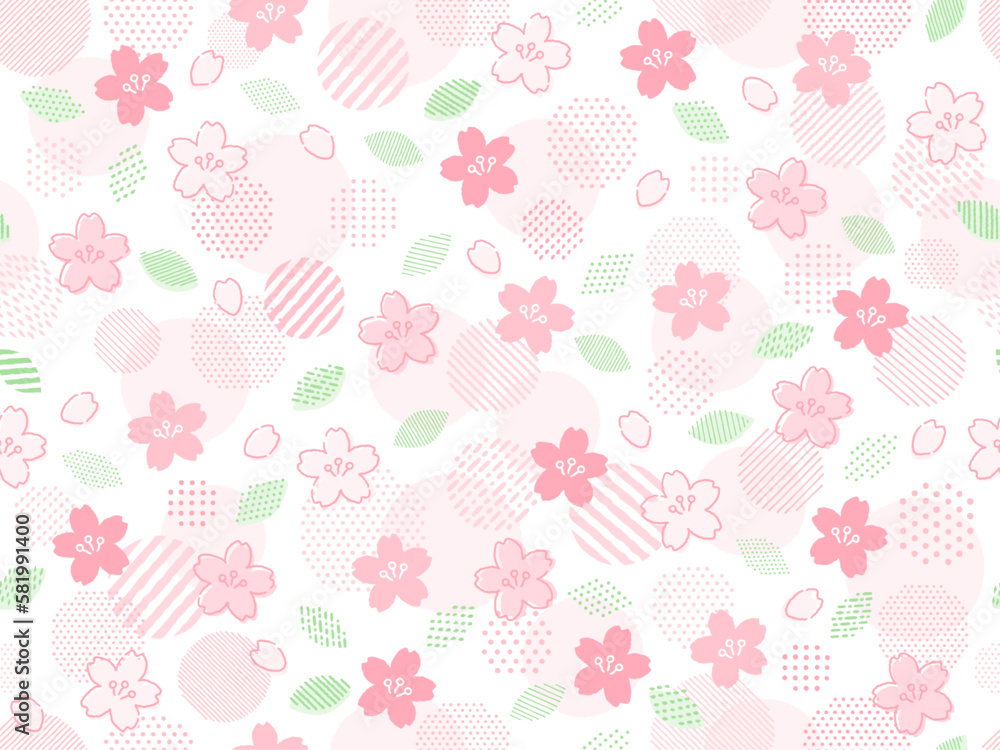 手描き風の桜のパターン背景