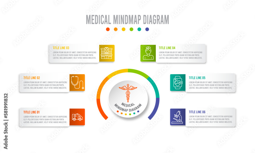 Medical Infographic template for Health business. 6 option Modern Mindmap diagram and icon. Vector infographic timeline template. eps10 Medical Infographic template for Health business. 6 option Modern Mindmap diagram and icon. Vector infographic timeline template. eps10