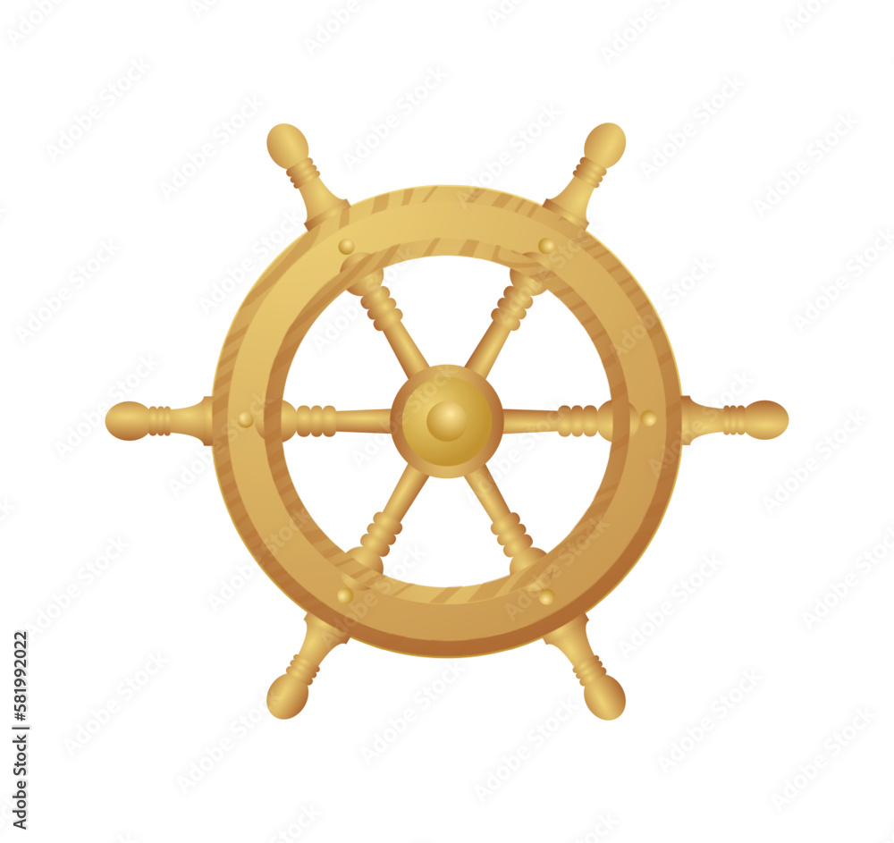 illustration of luxury ship steering 

wheel isolated