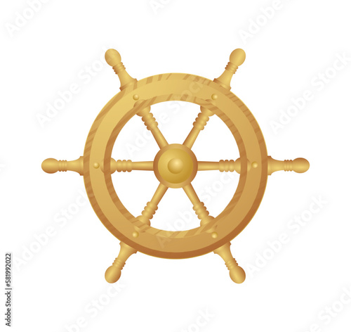 illustration of luxury ship steering 

wheel isolated