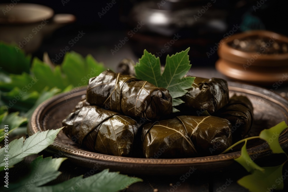 Dolma, a typical Middle Eastern dish of meat wrapped in grape leaves
