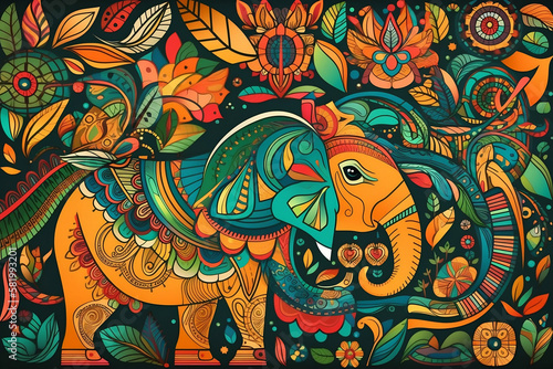 Doodle style traditional Sri Lankan art