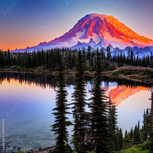 Obraz na płótnie mt rainier at sunset