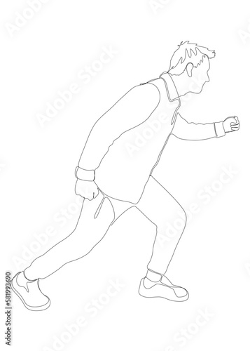 Fototapeta Naklejka Na Ścianę i Meble -  One continuous line of Casual Men Running. Thin Line Illustration vector concept. Contour Drawing Creative ideas.