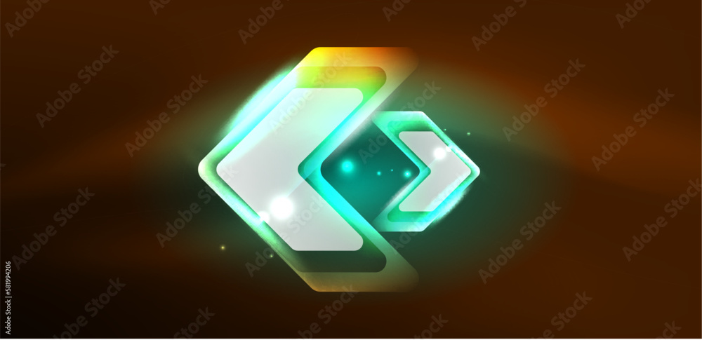 Neon glowing techno lines and arrows, hi-tech futuristic abstract background template Neon glowing techno lines and arrows, hi-tech futuristic abstract background template