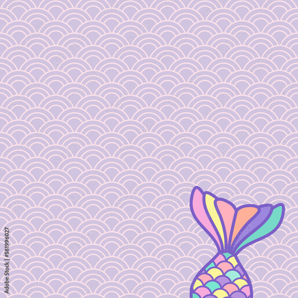 cute blue mermaid tail cartoon background Stock Vector | Adobe Stock