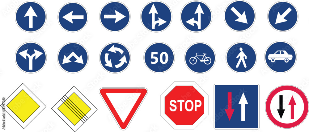 mandatory and priority traffic sign mandatory and priority traffic sign
