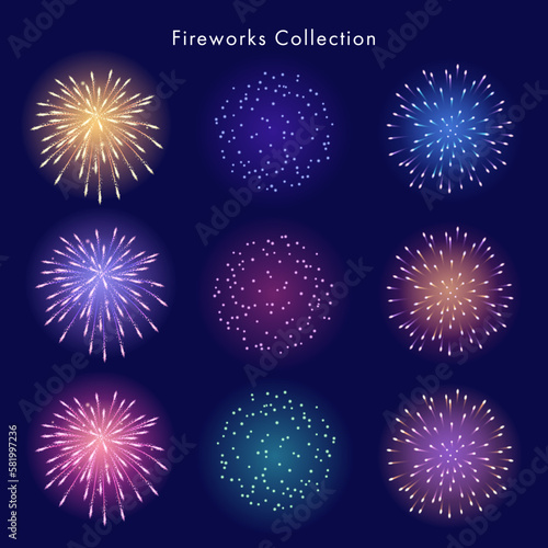 カラフルな花火のベクターイラスト素材セット