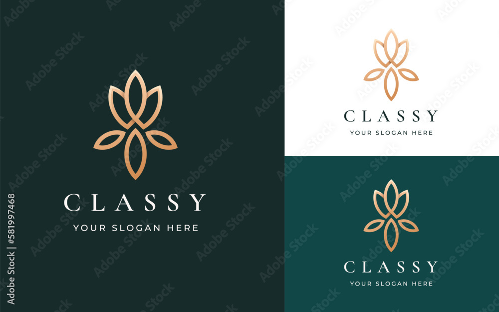 Elegant flower luxury beauty salon, boutique classy logo vector illustration Elegant flower luxury beauty salon, boutique classy logo vector illustration