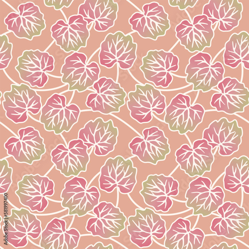 Japanese Leaf Vine Vector Seamless Pattern