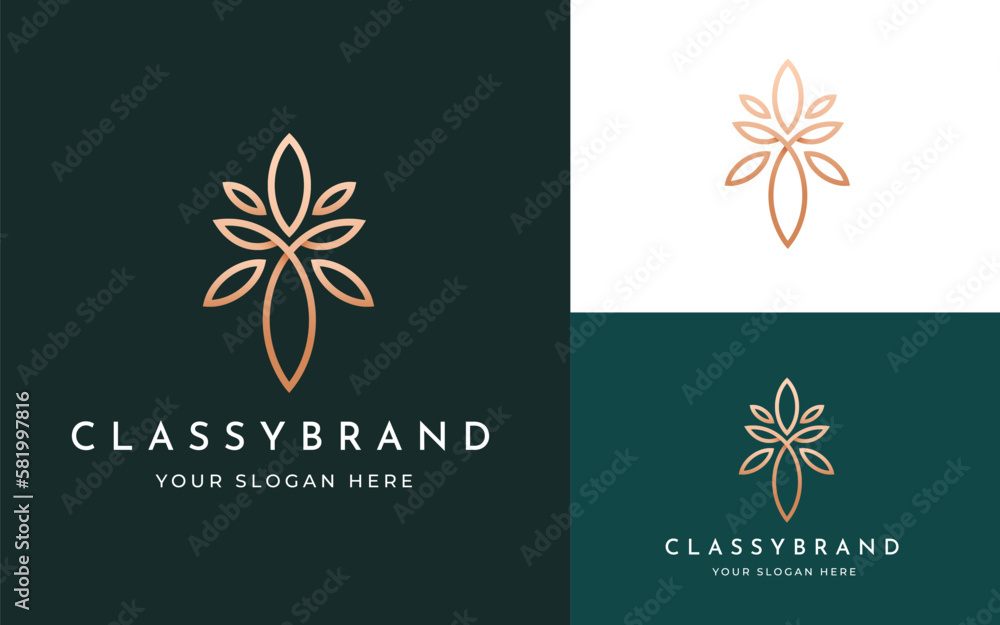 Elegant flower luxury beauty salon, boutique classy logo vector illustration Elegant flower luxury beauty salon, boutique classy logo vector illustration