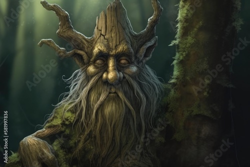 a forest spirit. Wood gnome. Skogen. Scandinavian mythology a fresh perspective. Generative AI