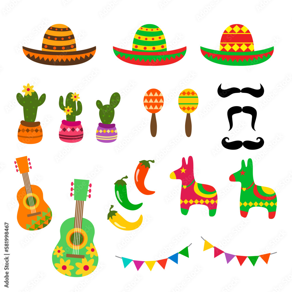 Naklejka premium Vector Cinco de Mayo celebrating the anniversary of Mexico's victory over the empire.