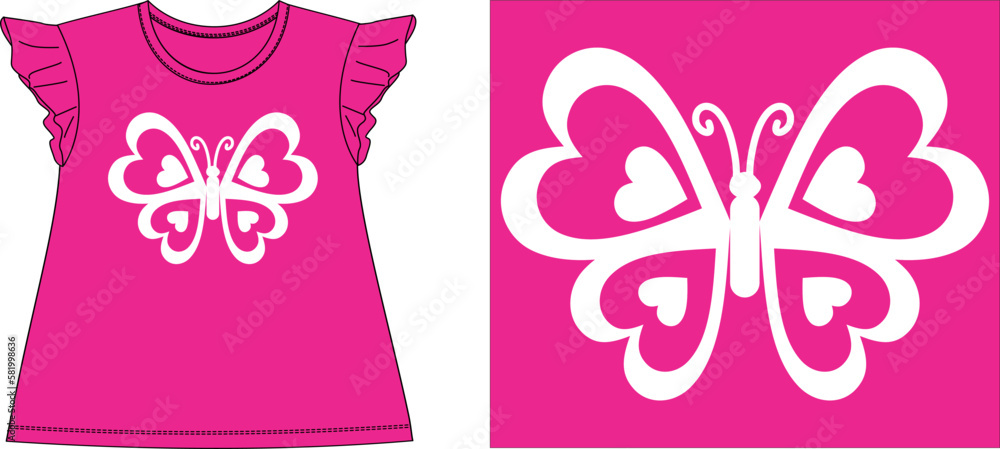 big butterfly single color t-shirt graphic design vector illustration
