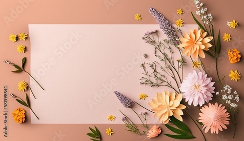 Beautiful composition of spring flowers for mothers day with copy space for text  Generative ai