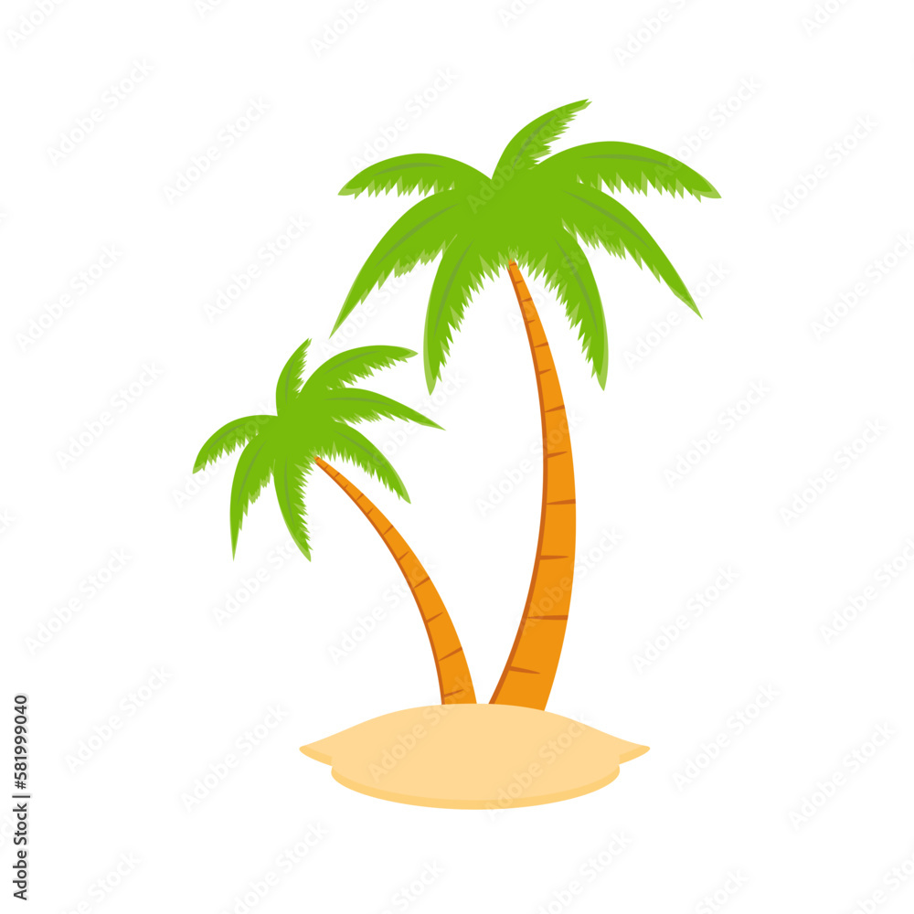 Beach coconut tree, seaside palm tree, coconut tree or island palm tree.