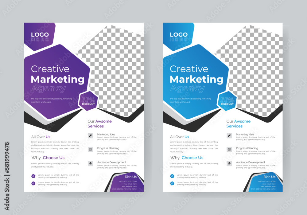 Minimal Corporate Flyer With Geometric Shapes And 2 Creative Colors Minimal Corporate Flyer With Geometric Shapes And 2 Creative Colors