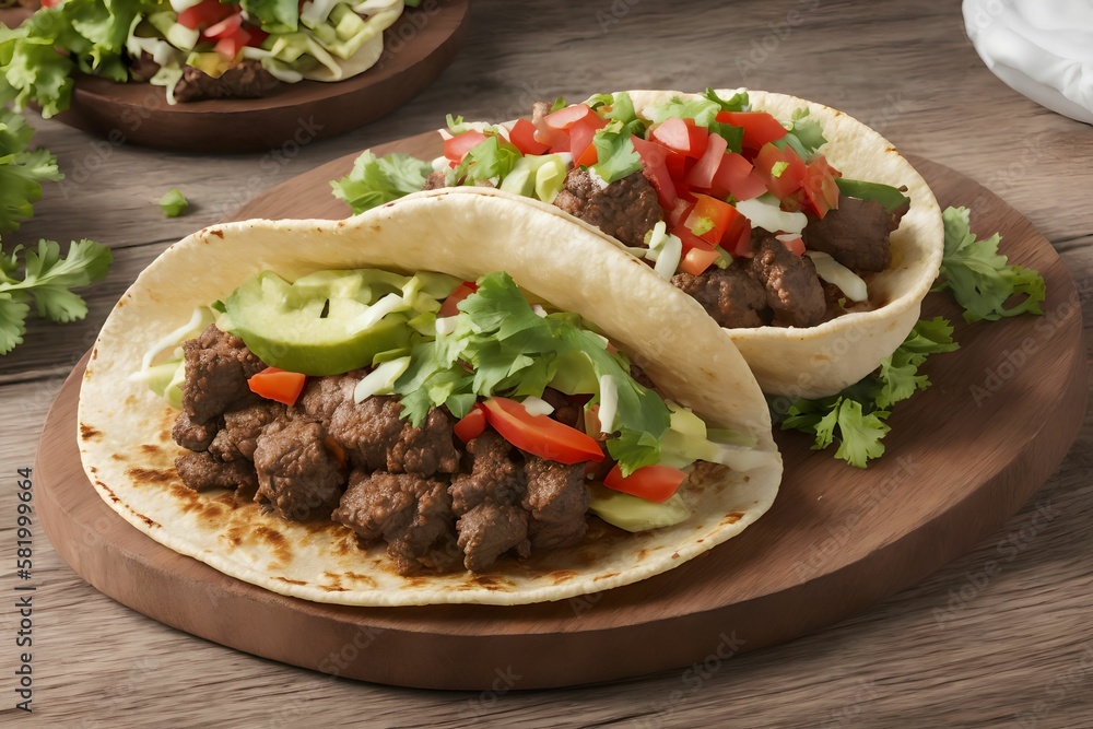 close up of mexican beef tacos food photography , generative art by A.I close up of mexican beef tacos food photography , generative art by A.I