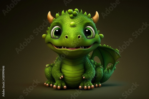 green baby dragon made with generative ai © The Art Wave