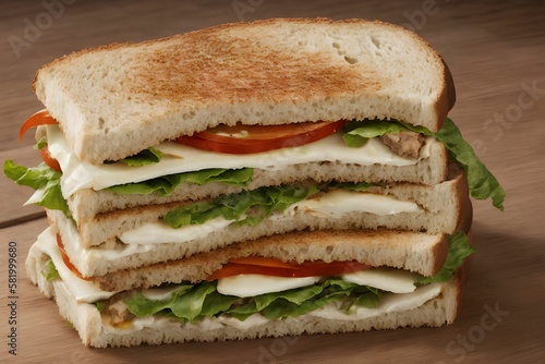 close up of sandwich food photography , generative art by A.I