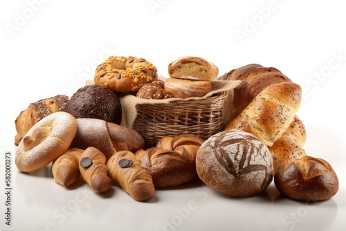 bakery items set against a white background. Generative AI