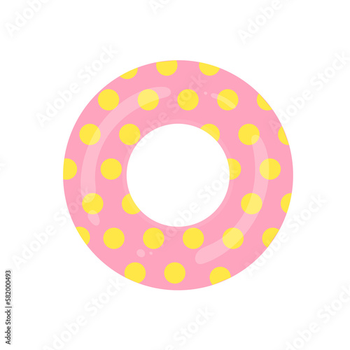 Inflatable ring. Swimming pool circle toys. Donut, beach life buoy