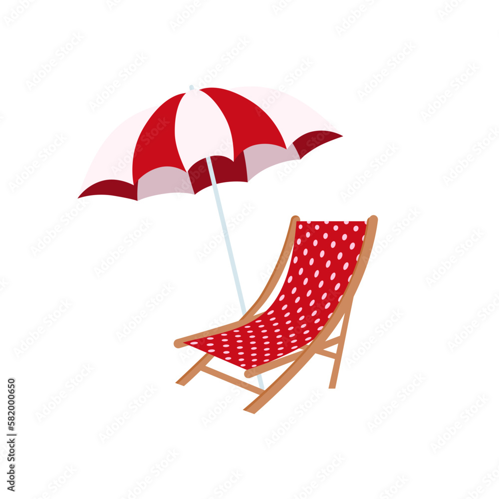 Beach umbrella and beach chair isolated Beach umbrella and beach chair isolated